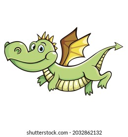 Cute Green Flying Dragon Wings Stock Vector (Royalty Free) 2032862132 ...