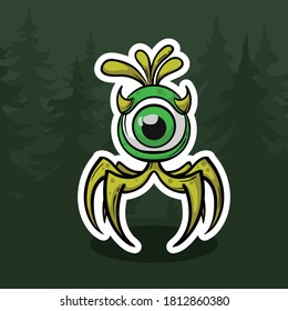 Cute green forest aliens illustration, You can use to sticker, logo, t-shirt design etc