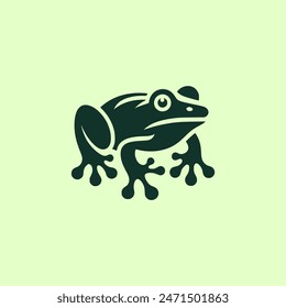 cute green frog animal nature logo vector illustration template design