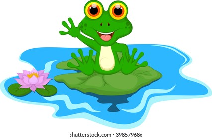 cute green frog cartoon