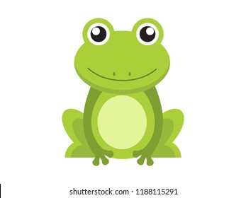 Симпатичные зеленые лягушки мультфильм персонаж изолированы на белом фоне