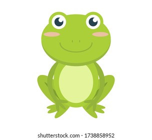 Cute green frog cartoon character isolated on white background