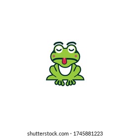 Cute green frog cartoon character isolated on white background. Vector image of a cute green tree-frog mascot