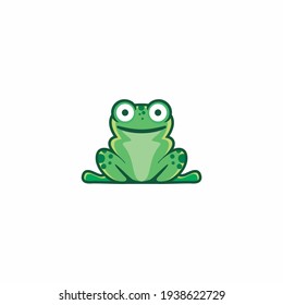 Cute green frog cartoon character icon logo isolated on white background