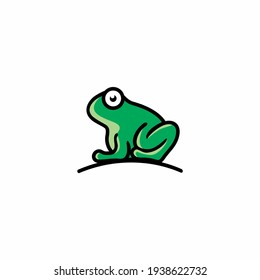 Cute green frog cartoon character icon logo isolated on white background