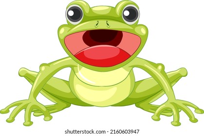 Cute Green Frog Cartoon Character Illustration Stock Vector (Royalty ...