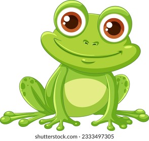 Cute green frog cartoon illustration