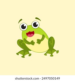 cute green frog character with a big smile