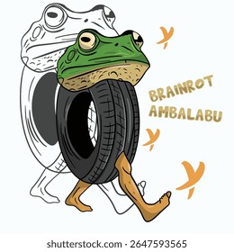 cute green frog character suitable for use on t-shirts