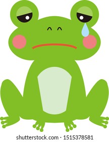 Cute green frog. The expression of sadness.