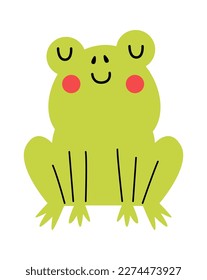 Cute green frog flat icon. Vector illustration
