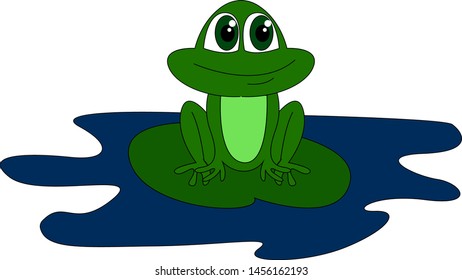 Cute-grüner Frosch, Illustration, Vektorgrafik auf weißem Hintergrund