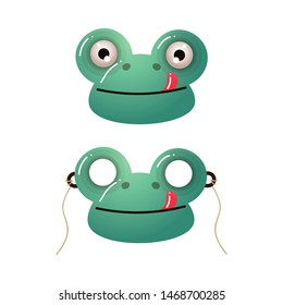 Cute Green Frog Kid Mask With Red Tongue