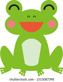 Cute green frog. A look of fun.