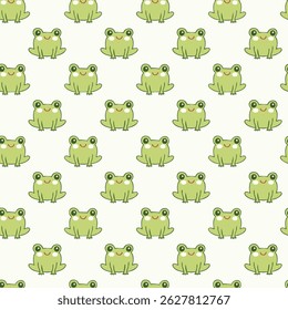 Cute green frog pattern with stars and polka dots on a light background for playful designs.