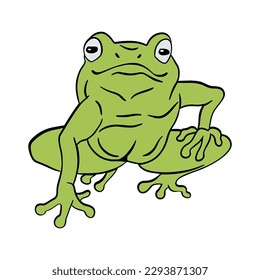 Cute Green frog sitting ,good for graphic design resources, posters, banners, templates, prints, coloring books and more.