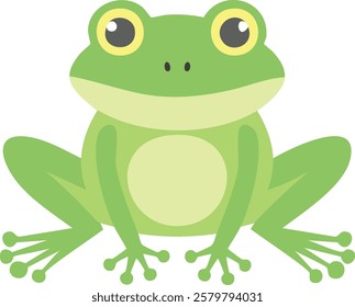 Cute green frog sitting still