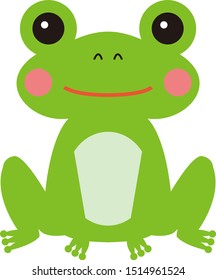Cute green frog. A smiling expression.