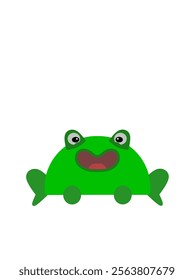 cute green frog vector, cartoon frog face, drawing a frog face easy and simple full color