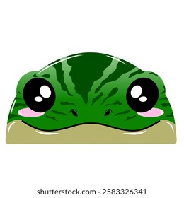 cute green frog vector, cartoon frog face, drawing frog face easy and simple. Cute amphibi vector design