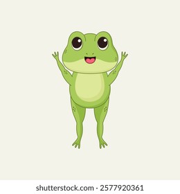 Cute green frog. Vector illustration