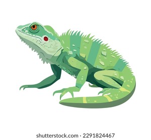 Cute green gecko in isolated design