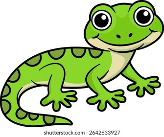 Cute green gecko vector illustration 