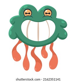 Cute green germ vector cartoon character isolated on a white background.