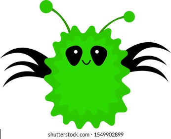 cute green ghost with black eyes and mustache antennas mysticism and halloween concept object on a white background