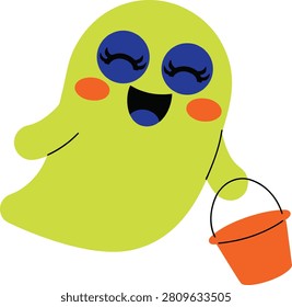 Cute Green Ghost Character