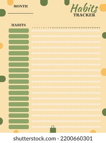 Cute green habits tracker template