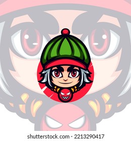 Cute Green hat Adventurer vector mascot