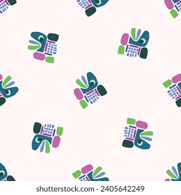 Cute green kids blob monster graphic design doodle seamless vector pattern. Colorful creature in bright happy playful endless wallpaper. Minimalist gender neutral art illustration.