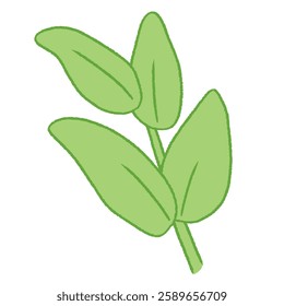 cute green leaf branch doodle hand drawn illustration