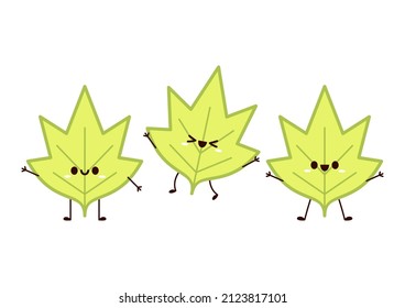 Vector de dibujos animados de hoja verde. Caricatura verde.