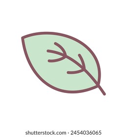 Cute green leaf icon. Hand drawn design elememt isolated on a white background. Eco, vegan, nature, spring concept. Vector 10 EPS.