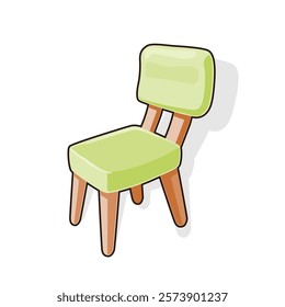 Cute Green Little Chair Vector Art