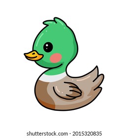 Cute green little duck cartoon