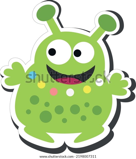 Cute Green Little Monster Stock Vector (Royalty Free) 2198007311 ...