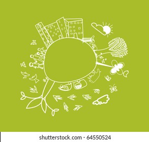 cute green little planet earth