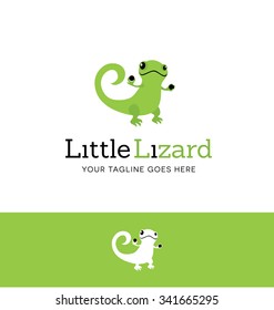 Cute green lizard. Logo concept for business or website