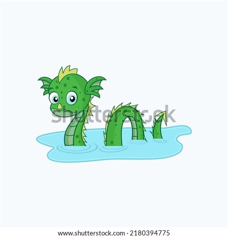 Cute green lochness vector illustration