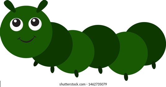 Cute green maggot, illustration, vector on white background