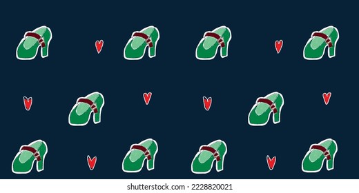 Cute Green Mary Jane Shoe seamless Graphic pattern  drawing  vector  wallpaper