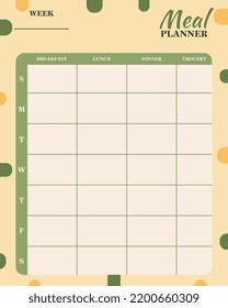 Cute Green Meal Planner Template