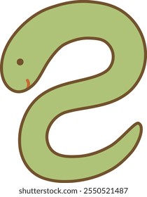 A cute green "mi" written in snake-like font