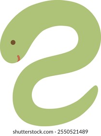 A cute green "mi" written in snake-like font