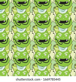 cute green monster abstarct pattern background for design vector eps.10