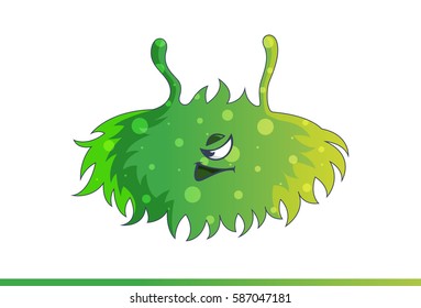 Cute Green Monster Angry. Vector Illustration. Isolated on white background.