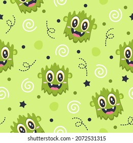 Ilustraciones de patrones de arte monstruoso verde